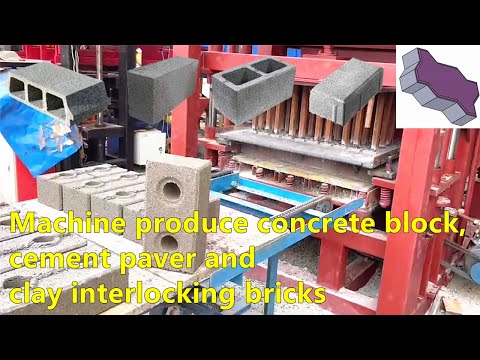 block machine produce concrete hollow solid blocks, cement paving brick and clay interlocking bricks