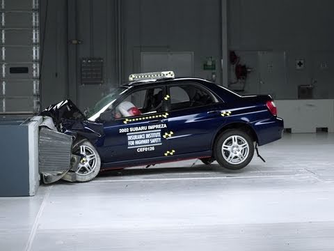 2002 Subaru Impreza moderate overlap IIHS crash test