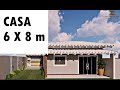 Casa 6X8 com telhado | Área Gourmet e Piscina | Eduardo Gomes Arquitetura