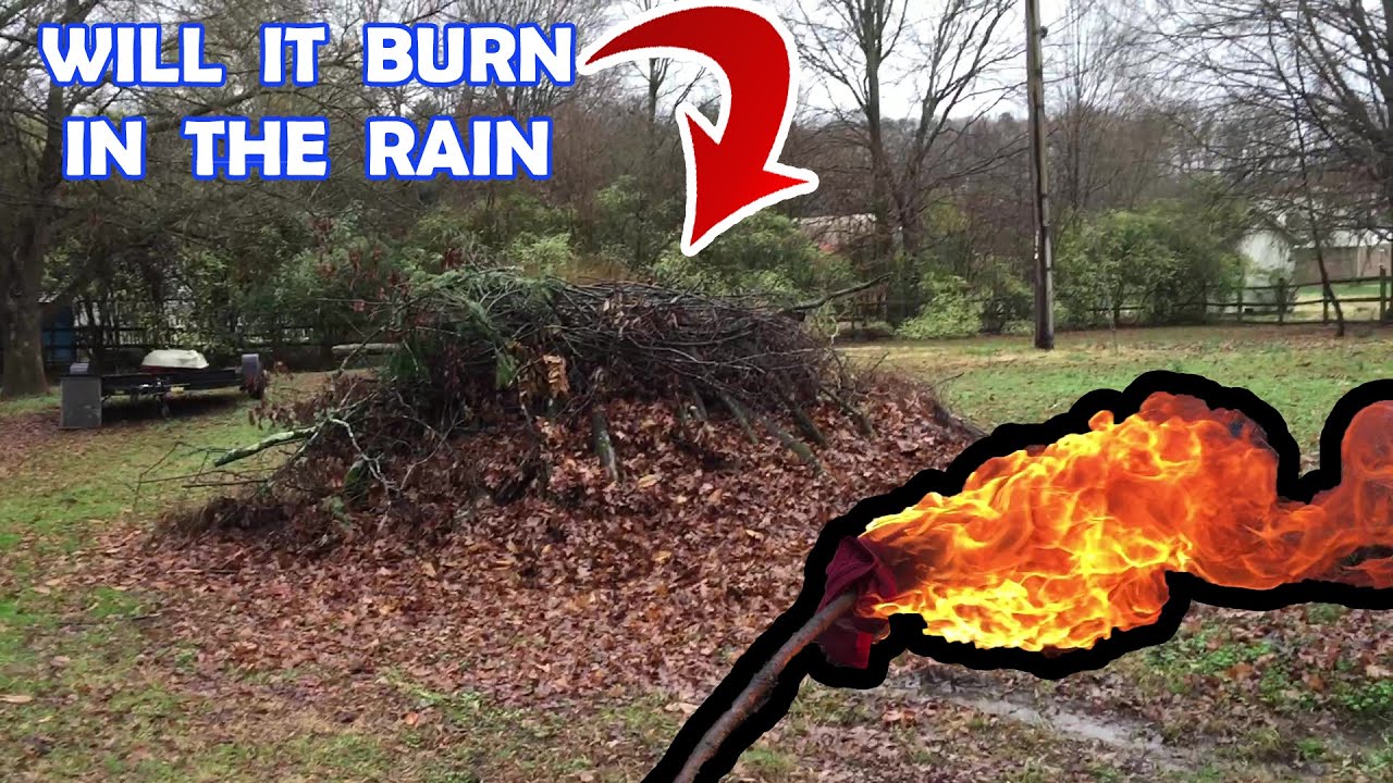 Will your brush pile burn in the rain ? lets find out! YouTube