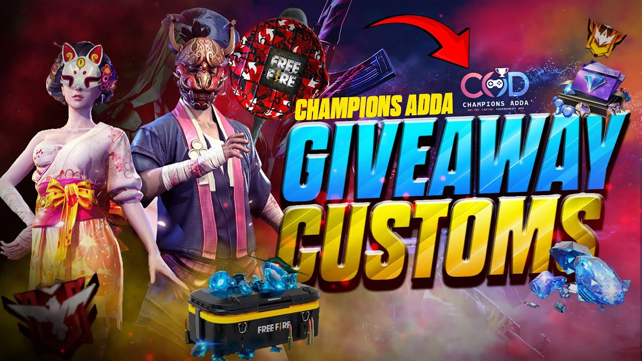 FREE FIRE CUSTOM GIVEAWAY STREAM | CHAMPIONS ADDA | HINDI GIVE AWAY