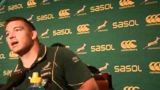 Springbok captain John Smit faces the media