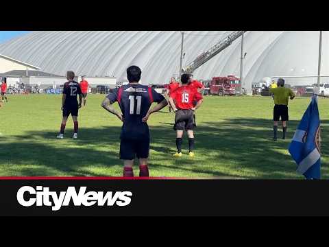 Edmonton Police and Firefighters face off in charity soccer game