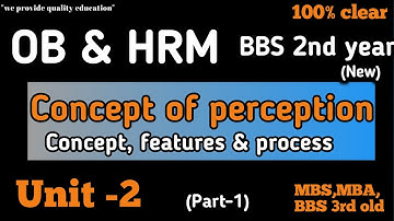 Chapter 2 Perception and Learning, Part 1 // BBS 2nd Year Organization Behavior // perception