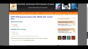 KVPY 2020 Answer Key (Released) -How to Check KVPY 2020 Question Papers & Answer Key for (SA, SB/SX)