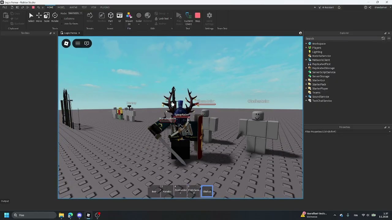 RblxStudio Legio Ferrea prototype 1 test