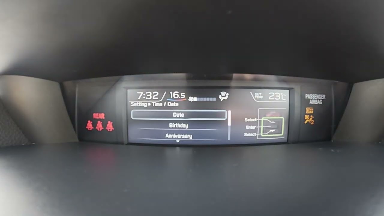 Subaru Levorg (2015-2018) – Как настроить дни рождения и годовщины в системе