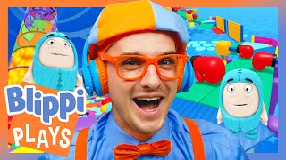 can i beat wipeout obby obby bods blippi plays roblox games