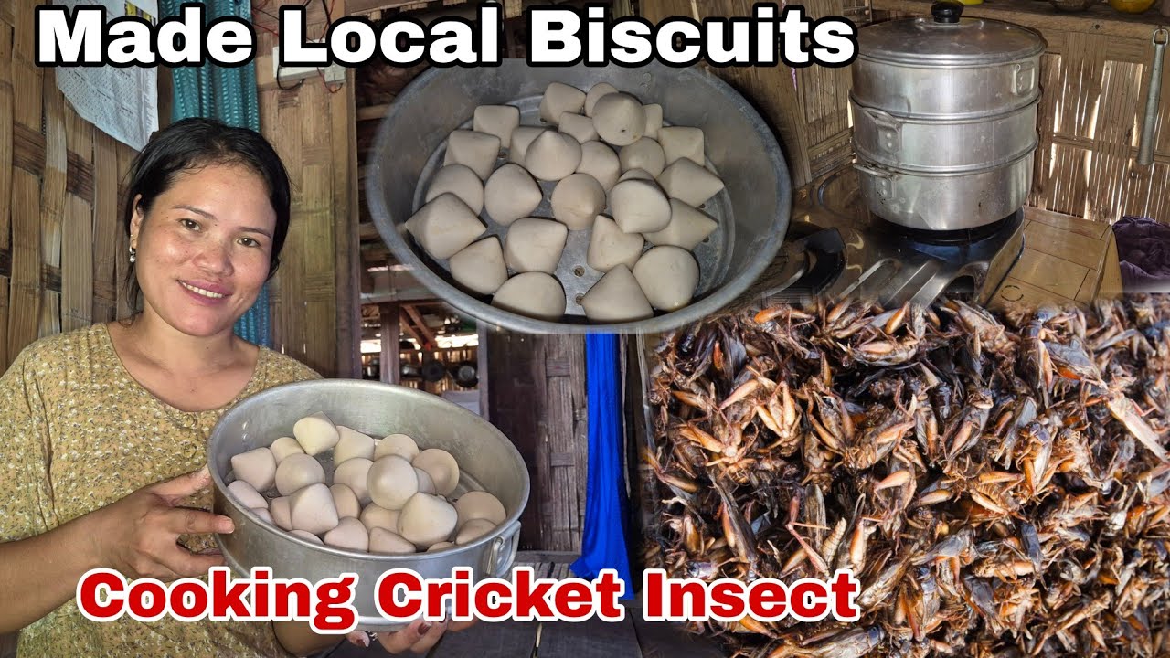 Hunting Cricket Insect// Made Local Biscuits// My Frnd invite me for Lunch// #villagerlifestyle 