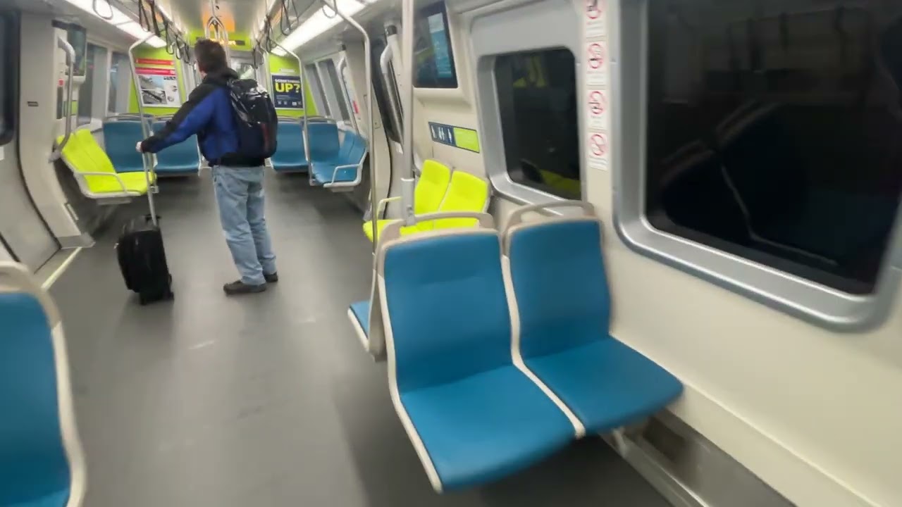 Riding on the 8-Car Red Line Millbrae/@caltrain via SFO @BARTable Train from Colma to Millbrae.