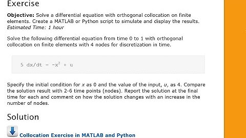Orthogonal Collocation Example Problem