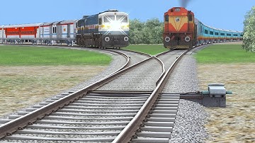 Humsafar Express overtakes Rajdhani Express | Two Trains Race - BeamNG.Drive