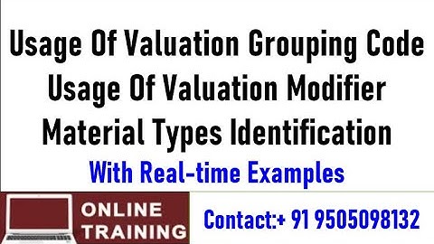 SAP FICO||MM to FI Integration ||Valuation Grouping Code|| Valuation Modifier|| Material Types