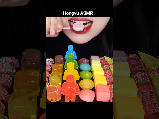 ASMR RAINBOW DESSERTS 무지개 디저트 먹는 레고 EDIBLE LEGO, SOUR CANDY #shorts #mukbang #먹방 #rainbow #hongyu