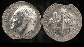 Coin Opp Feat. 1964D Dime Curved Clip Planchet Error