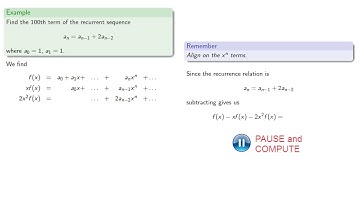 Using Generating Functions to Find Terms of a Sequence