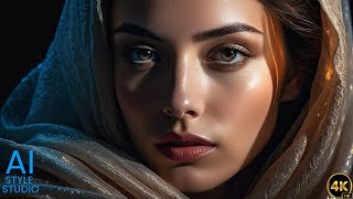 4K Ai Art Lookbook Video Of Arabian Ai Girl Woman Veiled In The Mysteries Of Ambient Glow