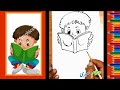 طريقة رسم ولد يقرأ فى الكتاب 