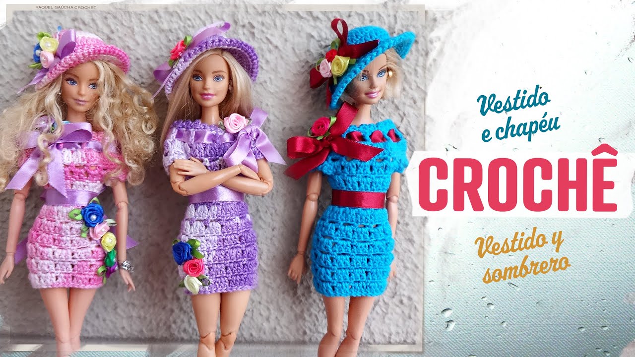 rachelcrochet.wordpress.com #Anne #Doll #Crochet #Vestido #Dress #Barbie  #Chapéu #Hat #RaquelGauc…