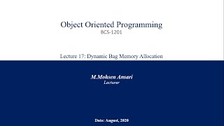 Lecture 17 OOP: Dynamic bag class and memory allocation