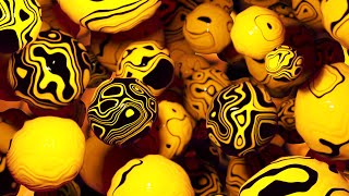 Liquid Yellow 3D Balls In Zero Gravity Abstract Background Video | Footage | Screensaver