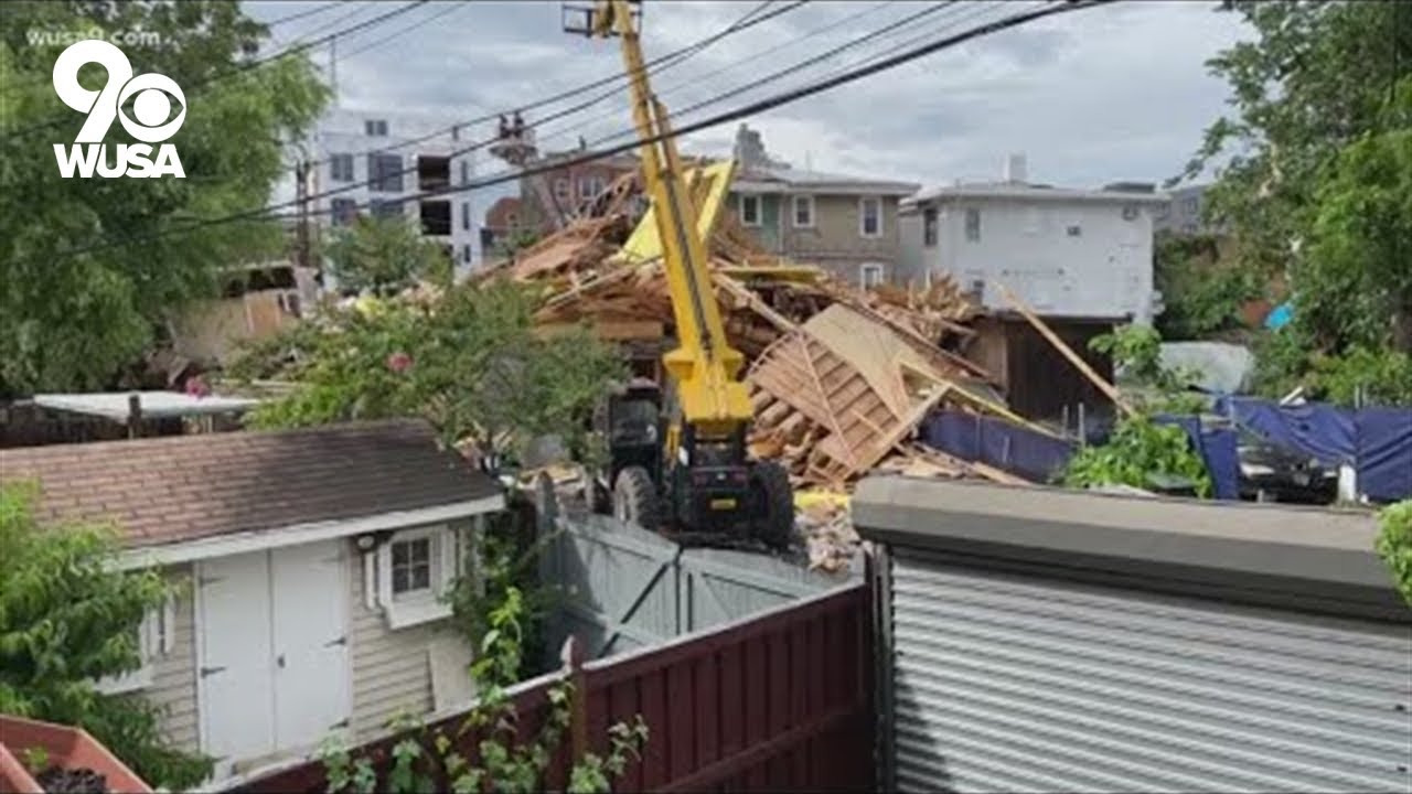 Footage shows aftermath of collapsed building in northwest DC - YouTube