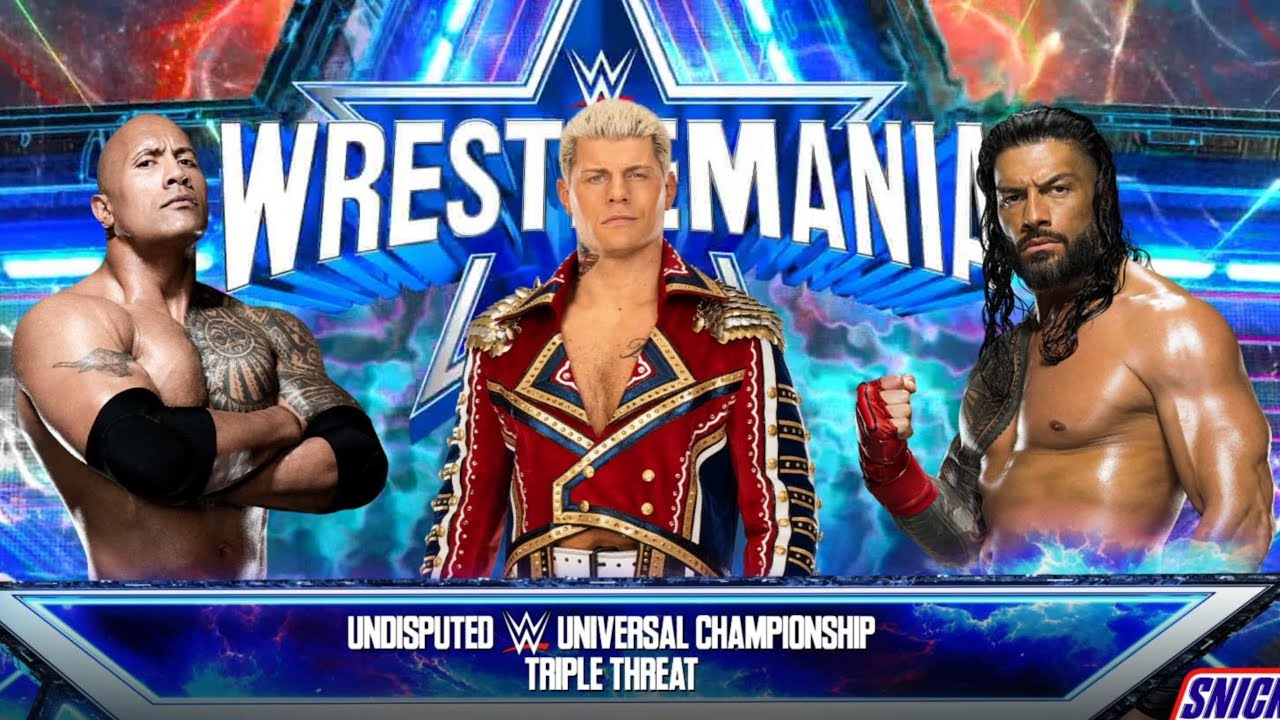 The Rock vs. Cody Rhodes vs Roman Reigns Wrestlemania 2024 WWE 2K23 4K