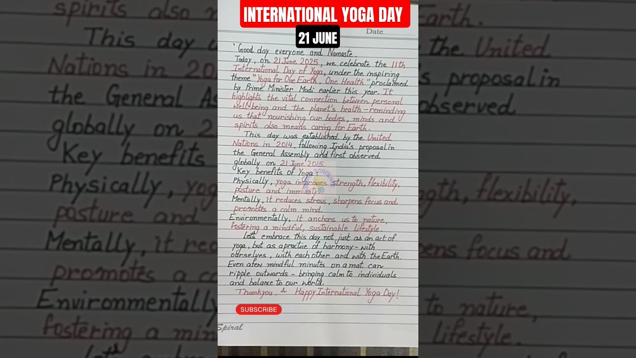 SPEECH ON YOGA INTERNATIONAL YOGA DAY - 21 JUNE 