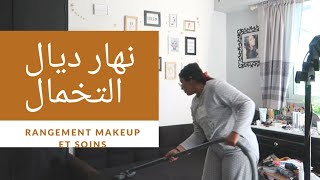 CLEAN WITH ME | جمعو معايا الروينة ، كيفاش كانرتب المنتوجات و المكياج ديالي