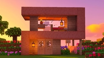 Minecraft: How to Build a Cherry Blossom Starter Modern House | Tutorial🏠