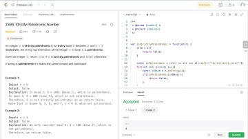 Leetcode Problem 2396. Strictly Palindromic Number. Leetcode Solution 2396 Medium. Javascript