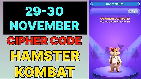 Hamster Kombat Dev Game Daily Cipher 29 & 30 November | Hamster Kombat Daily Cipher Code 29 November