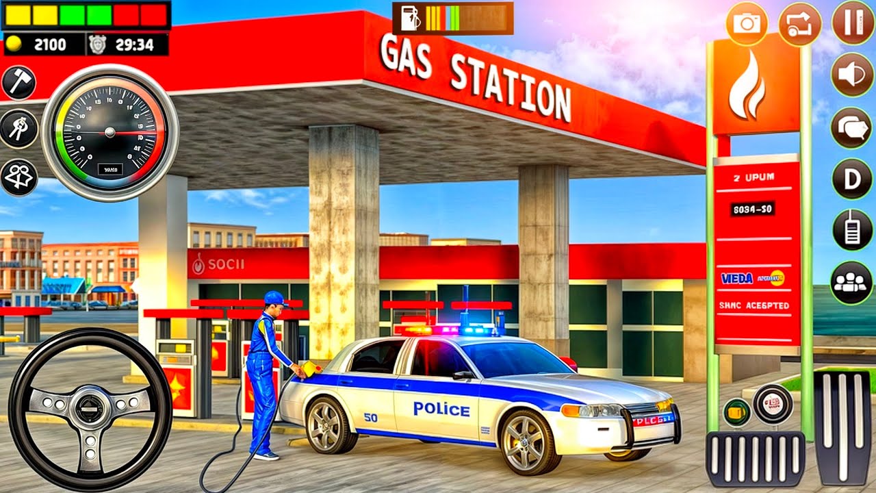 Police Car Wash Service: Gas Station Parking Games - Android Gameplay
