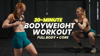 20 Min. Bodyweight Workout + Core Finisher | EMOM | follow along, no talking