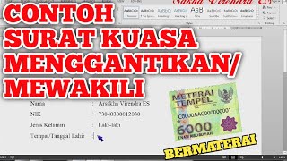 Contoh Surat Kuasa || Surat Kuasa Menggantikan/Mewakili