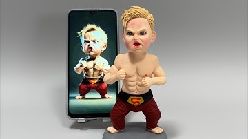 Custom Bobblehead Making | Cute Baby Superman Clay Figurine Handmade Process