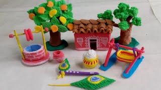Indian Traditional Culture With Polymer Clay| How To Make A Swing| Krishna House| How To Make  Well|