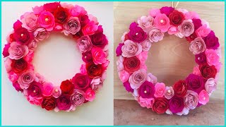 how to make paper flower wreath | wall hanging craft ideas | paper wallmater | paper craft