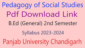Download All Notes pdf Link Pedagogy of Social studies b.ed 2nd Semester Panjab University 2023-2024