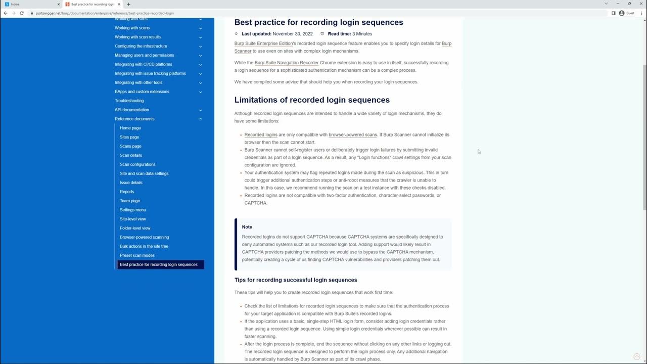 Best practice for recording login sequences in Burp Suite Enterprise