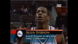 Allen Iversons Third Nba Game 24 Points Vs. Pistons
