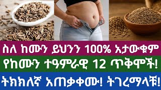 የከሙን (Cumin) 12 ዋና ዋና የጤና ጥቅሞች| Top 12 Health Benefits Of Cumin