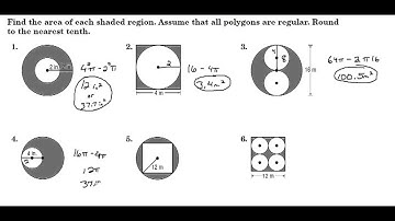 Finding Areas of Shaded Regions between Polygons & Circles