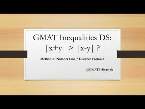 GMAT Inequalities: |x+y| greater |x y|? Method 3: Number line / Distance method.