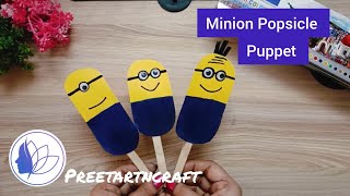 How To Make Minion Popsicle Puppet | DIY Cartoon Character | Easy To Make Puppet | Creative Ideas.