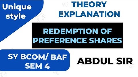 Redemption of Preference Shares THOERY EXPLANATION  IMPORTANT QUESTIONS SYBCOM SEM 4