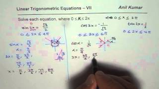 Solve Linear Trigonometric Equations with Double  Triple Angles 7 - EDEXCEL - GCSE - SAT