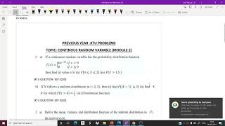 KTU PROBLEMS - CONTINUOUS DISTRIBUTIONS