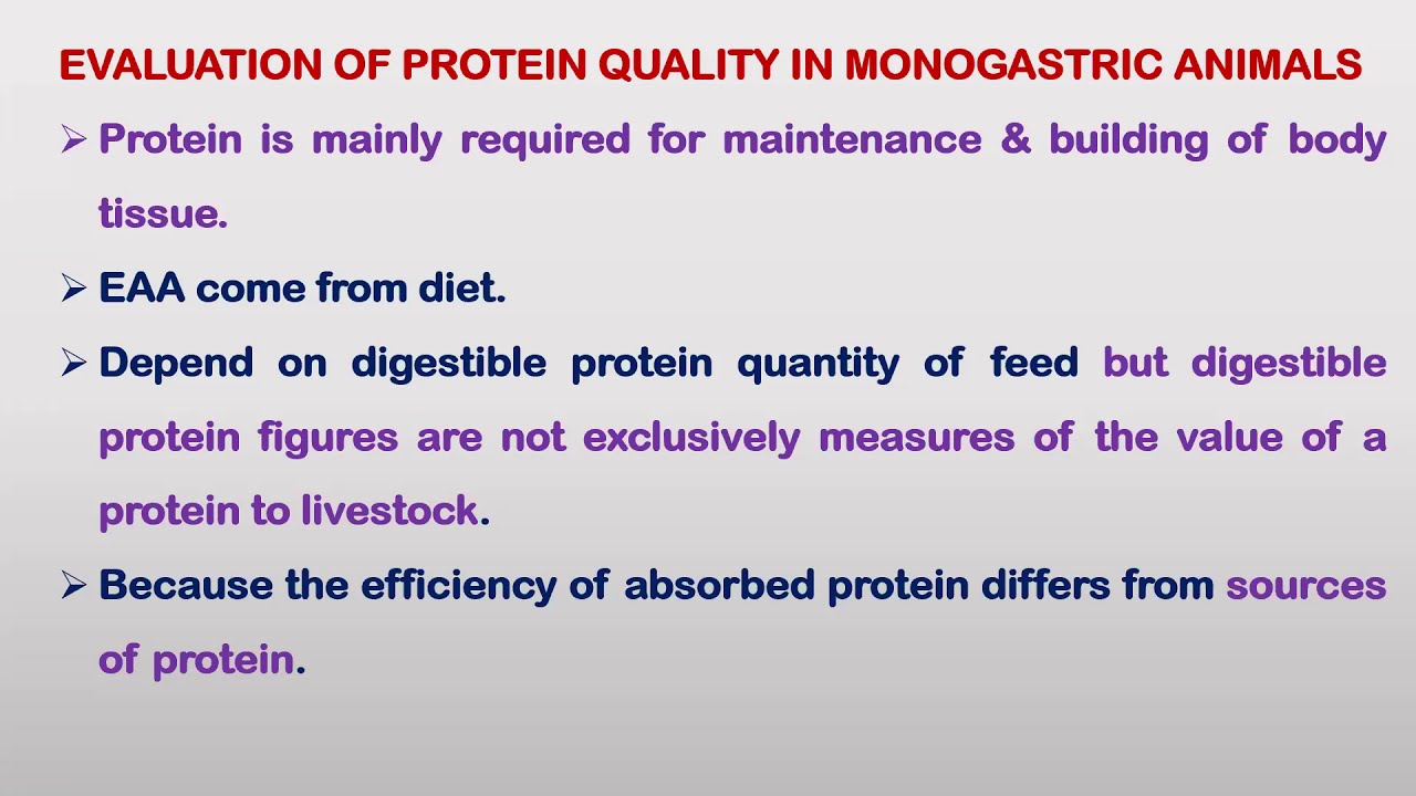 "Methods of protein quality evaluation in livestock" (Part1) by Dr