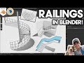How to model 8 kinds of stair railings in blender beginner friendly